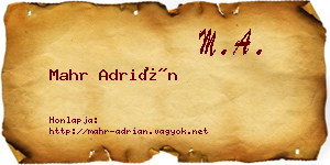 Mahr Adrián névjegykártya